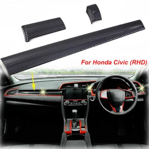 Fit Honda Civic 10th Gen 2016-2021 Carbon Fiber Look Center Dashboard Cover Trim - Picture 1 of 9