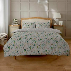 New Christmas Stag & Tree Duvet Cover Sets Snowy Reindeer Bedding Quilt Set UK - Picture 1 of 4