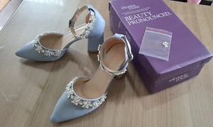 High Heels, babyblaues, veganes Leder, handgemacht, Riemchen , Gr. 38, NEU - Bild 1 von 12