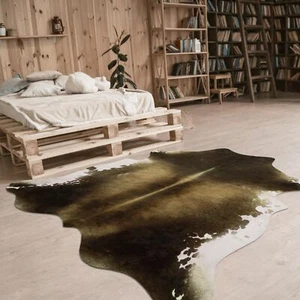 Premium Faux Cowhide Rug 4.6 X 5.2 Feet Durable and Large Size Cow Print Rugs - Picture 1 of 9
