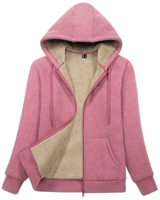 Mujer Sudadera con Capucha Forrada de Vellón Cálido Abrigo Sherpa Cremallera Completa Informal Abrigo de Trabajo Foto 1 de 4