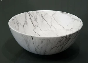 Marmor Waschbecken Waschtisch Keramik rund Marmoroptik modern hochwertig Designer - Bild 1 von 4