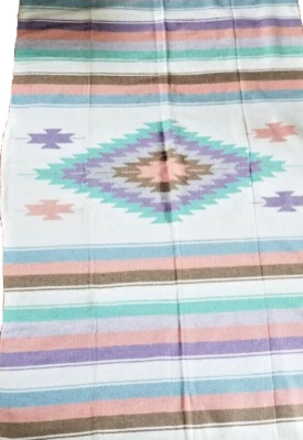 Baja Mexican Ladder Blanket Pastel Colors Southwest Throw Blanket 48x78 - Image 1 of 4