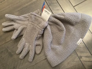 NWT COLUMBIA Youth Medium Winter Gray Sherpa Hat Gloves - Picture 1 of 4