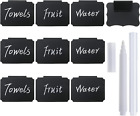 10 Plastic Basket Bin Label Clips: Removable, with White Chalk Markers