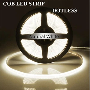 5M Natural White COB LED Strip 12V High Density COB Dotless Led Tape Light 4000k - Picture 1 of 7