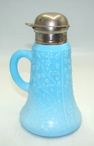 Challinor #313 Tree Of Life Blue Milk Glass Syrup Pitcher - Picture 1 of 1