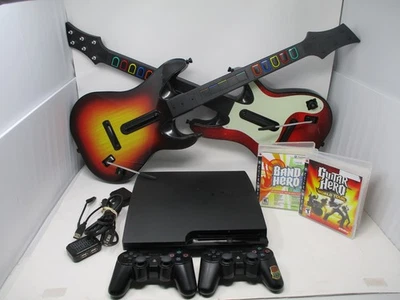 Playstation 3 160GB Console Guitar Hero Bundle w/ Console Games and Controllers - Image 1 of 4