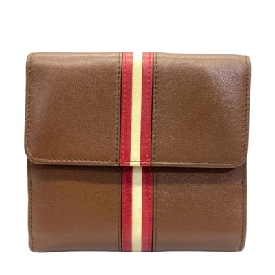 Cartera BALLY Cartera Plegable Cartera Mediana Cuero Marrón Rojo Foto 1 de 4