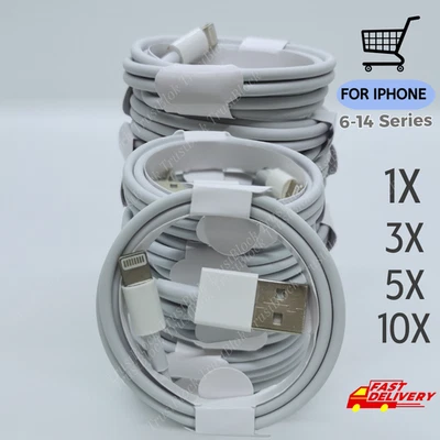 USB Charging Cable Cord 6FT/3Ft For iPhone 14 13 12 11 8 7 6 XR Fast Charger LOT