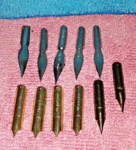 Job Lot 11x Mixed Antique Vintage Metal Dip Pen Nibs - Picture 1 of 3