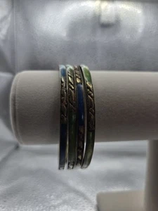 Blue and Green Jade in Gold Bracelets - Picture 1 of 6