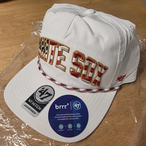 Chicago White Sox Hat Cap Snap Back White 47 Hitch MLB Baseball USA Flag Rope - Picture 1 of 11
