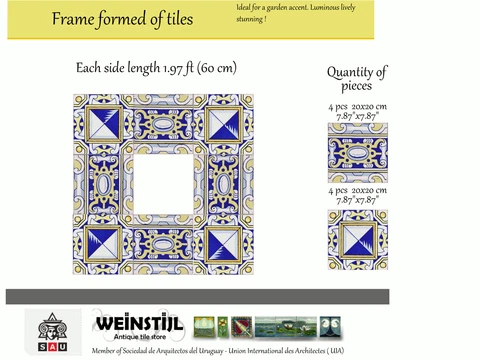 Antique Art Nouveau frame formed of 9 tiles Portuguese like ca1900 Cover