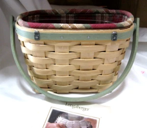 LONGABERGER BASKET 2007 Yankee Candle JAR TACKS Orchard Park Plaid SAGE HANDLE - Bild 1 von 4