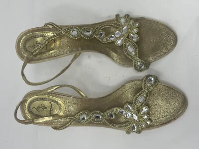 Baby Phat Gold Thong cork Wedge Platform sandals Size 8B - Image 1 of 4