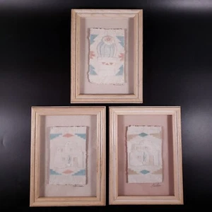 Vintage FIGI GRAFIK gerahmt SÜDWEST PUEBLO handgegossen Papierkunst SIGNIERT - Bild 1 von 11