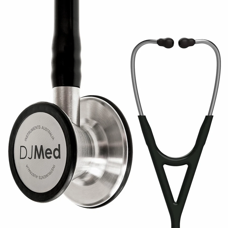 DJMed Cardiology Stethoscope, Dual Head, Black & Silver - image 1 of 1
