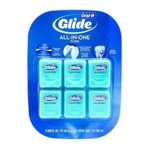 Oral B Glide All In One Mint Dental Floss 686 Foot Mint Waxed 6 Pack - Picture 1 of 4