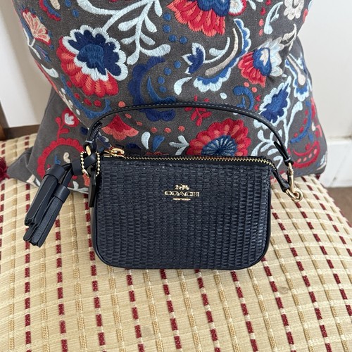 Coach Ch215 Nolita 15 in paglia Im Midnight Navy Multi nuovo con etichette