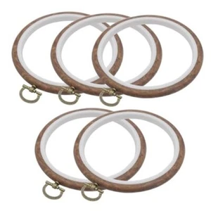 Joyangy 5 Pcs 5 Inch Embroidery Hoops, Round Imitated Wood Cross Stitch 5inch - Picture 1 of 7