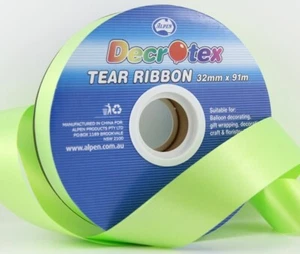 Lime Green Tear Ribbon (32mm x 91m) Pk 1 - Picture 1 of 1