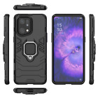 For Oppo Find X5 Pro, 3D 3In1 Shockproof Rugged Grip Ring Car Holder Case +Glass