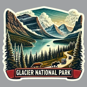 Glacier National Park Die Cut Glossy Vinyl Laptop Sticker - Picture 1 of 3