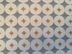 QUALITY GEOMETRIC DARK MUSTARD BROWN & STONE UPHOLSTERY CURTAIN FABRIC MATERIAL - Picture 1 of 8