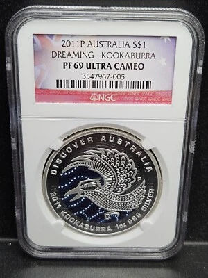 2011 Discover Australia 1oz Silver  Kookaburra The Dreaming Series-NGC PF69 UCAM - Image 1 of 2