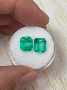 5.54tcw 9x8 Matching Loose Colombian Emeralds-Emerald Cut, Loose Emeralds Pair - Picture 1 of 9