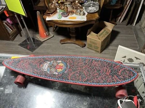 Classic Santa Cruz PinTail Longboard Skull skateboard 39" Long X 9.5" Wide, Used - Bild 1 von 14