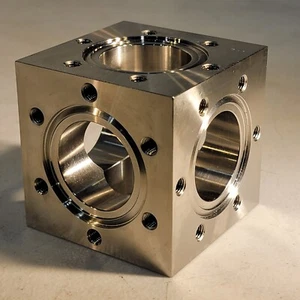 Conflat 6 Vie Cross Cube 2,75" Camera di Aspirazione Ultra Alta 304SS DN35 CF35 UHV - Foto 1 di 5