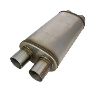 Twin 2.5" Megaflow Muffler with internal X Pipe 409 Stainless Steel - Picture 1 of 1