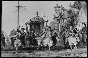 Diapositiva Linterna Mágica CANTÓN MANDARINAS VISITA DE CEREMONIA C1890 ILUSTRACIÓN CHINA - Imagen 1 de 2