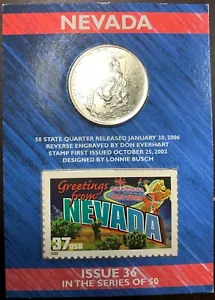 United States Mint Issue 36 Nevada State Quarter / 1st Issue Postage Stamp 2002 - Picture 1 of 18
