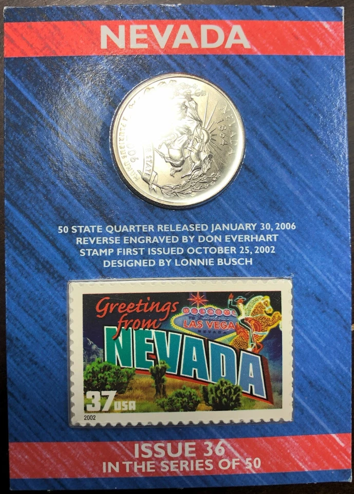United States Mint Issue 36 Nevada State Quarter / 1st Issue Postage Stamp 2002 - Image 1 of 4