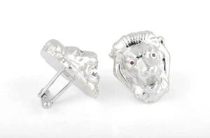 925 Sterling Silver Red Ruby Eyes Lion Cuff links Men's Jewelry - Picture 1 of 4