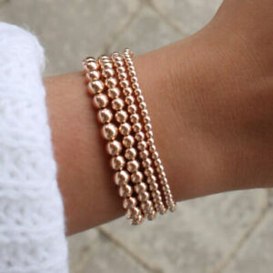 Women Bohemian Gold Filled Beads Beaded Beaded Stretch Stackable Bracelets 4-8mm