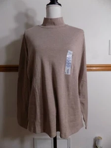Croft & Barrow Damen Mockneck Langarmshirt, hellbraun meliert XXL NEU* - Bild 1 von 5