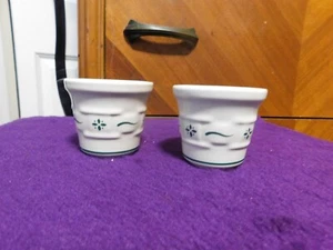Longaberger Pottery Heritage Green Woven Traditions Votives - Set of 2 - Picture 1 of 5