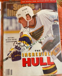 Brett Hull firmado Sports Illustrated 3-18-1991 - sin etiqueta - Imagen 1 de 3