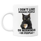 "Lustiger Katzenbecher 11 Unzen weißer Keramik Kaffee ""Ich mag keine Morgenmenschen"