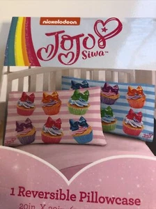 Jojo Siwa Cupcake Bows Reversible Standard Pillowcases Pink/Blue 2 Pc Set - Picture 1 of 3