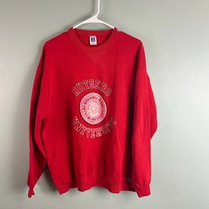 Vintage Rutgers University Sweatshirt Sz XL Red Crewneck Sweatshirt 90s USA Made - Picture 1 of 10