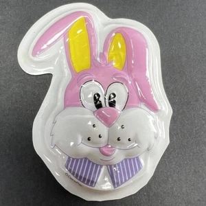 Vintage 3D DecoPac Easter Bunny Head Large Cake Topper Decoration Purple Yellow - Picture 1 of 4