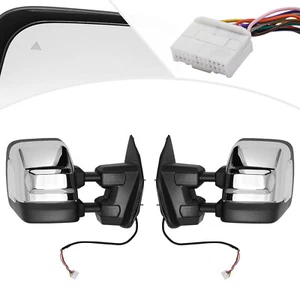 For 2017-2022 Nissan Titan Pair Chrome Power Heated Towing Mirrors w/ Blind Spot - Picture 1 of 13
