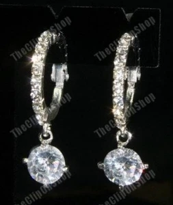 3cm CLIP ON ARO cristal estrás CZ PENDIENTES - Imagen 1 de 1