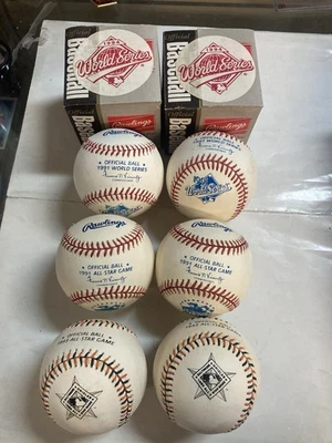 4 официальных бейсбольных мяча MLB 1991 и 1994 World Series 1991 и 1993 All Star запечатанные 94 - Изображение 1 из 4
