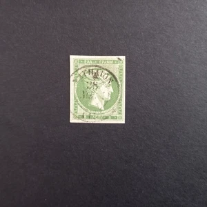 GREECE 1861/62 LARGE MERCURY HEAD - 5 L. GREEN, EXPERT USED - Picture 1 of 2